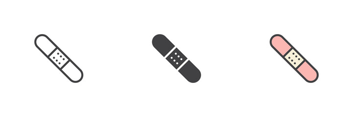Sticking plaster different style icon set