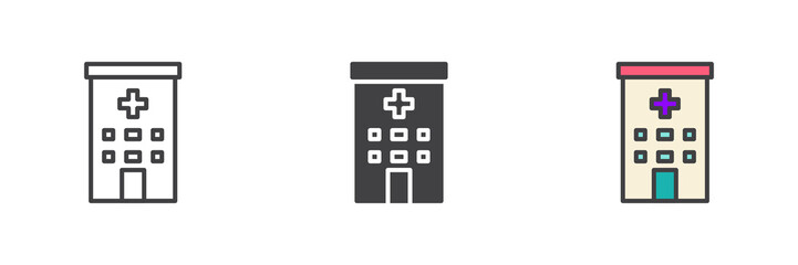 Obraz premium Hospital building different style icon set