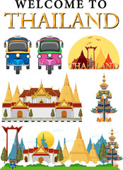 Bangkok Thailand Landmark Logo Banner