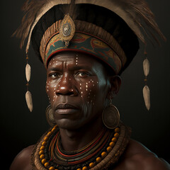 African Zulu man, generative ai - obrazy, fototapety, plakaty
