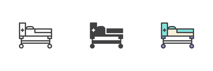 Medical stretcher different style icon set
