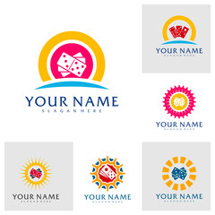 Set of Sun Domino logo vector template, Creative Domino logo design concepts