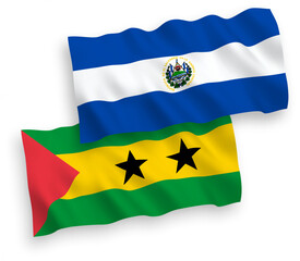 Flags of Saint Thomas and Prince and Republic of El Salvador on a white background