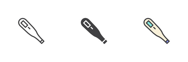 Digital thermometer different style icon set