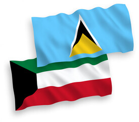 Flags of Saint Lucia and Kuwait on a white background