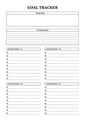 Minimalist planner pages templates Goal Tracker