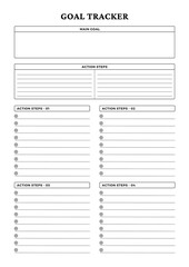 Minimalist planner pages templates Goal Tracker