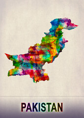 Pakistan Map in Watercolor