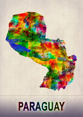 Paraguay Map in Watercolor