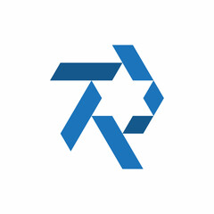 Rockline and Rabbit letter R logo template design vector 