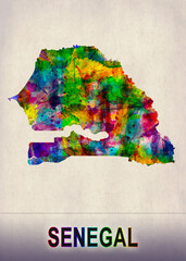 Senegal Map in Watercolor