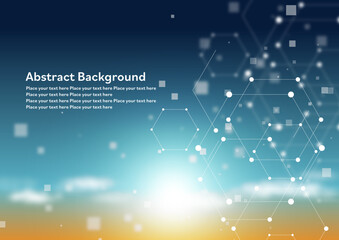 Fototapeta premium 空とサイエンスイメージ背景