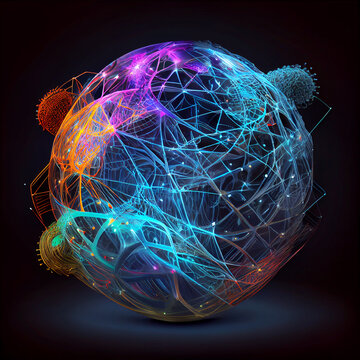 Web and net of artifactial intelligence , created with Generative AI technology.