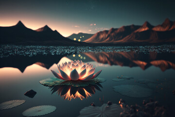 beautiful lotus flower on the lake