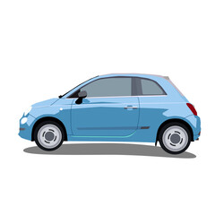 Fiat 500 teal hatchback transparent background © Haphsa Designs