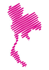 Scribble Style Map Of Thailand