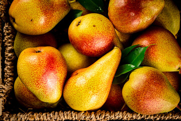 Fragrant pears. Macro background. Pear texture.