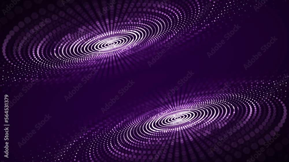 Poster double futuristic of circular flow of particles. digital cyberspace. network connections structure. 