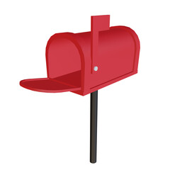 red mailbox isolated 3D