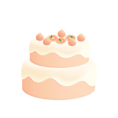 Orange cake.　美味しそうなオレンジのケーキ、立体、ホールケーキ、二段、二層