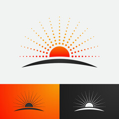 abstract shining sun logo template with gradation color for company design