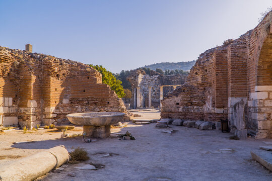 Ruins at the Efes Archaeological Site in Selcuk, Turkey