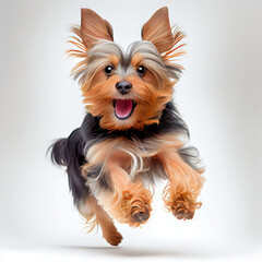 Portrait of running Yorkshire terrier  dog  made with Generative AI