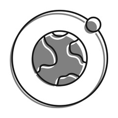 Linear filled with gray color icon. Moon Rotates In Orbit Around Planet Earth. Satellite Of Planet. Astronomy And Astrology. Space Exploration. Simple black and white vector