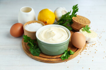 Concept of cooking egg sauce, mayonnaise sauce