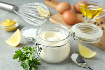 Obraz na płótnie Canvas Concept of cooking egg sauce, mayonnaise sauce