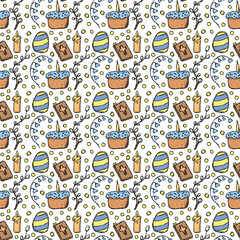 Easter pattern. Seamless pattern with easter icons. Easter background