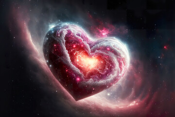 Heart in outer space made of galaxies made by generative ai