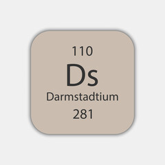 Darmstadtium symbol. Chemical element of the periodic table. Vector illustration.