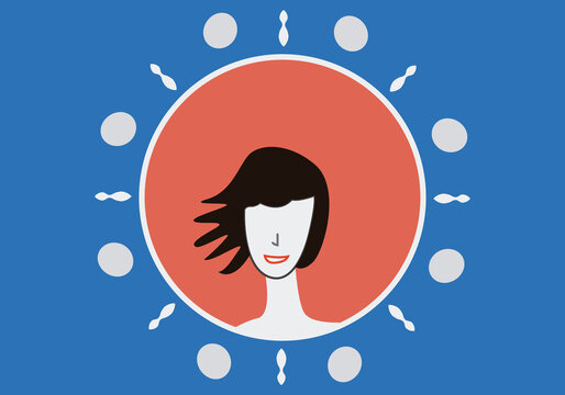 Rostro de mujer moren en un circulo rojo.