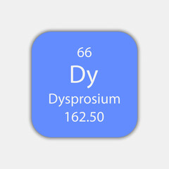 Dysprosium symbol. Chemical element of the periodic table. Vector illustration.