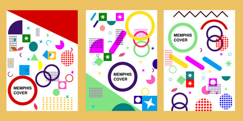 Fototapeta na wymiar Geometric Memphis Design. Modern abstract background. Colorful Trend Neo Memphis geometric pattern suitable for design media social post. 
