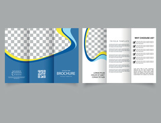 Blue simple brochure for design. Flyer design for advertising. Trifold brochure with waves. Background for presentation. . Brochure template. vector file.