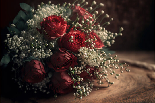 Close-Up of a Beautiful Bouquet of Red Roses: A Perfect Image for Valentine's Day, Weddings, and Romantic Occasions