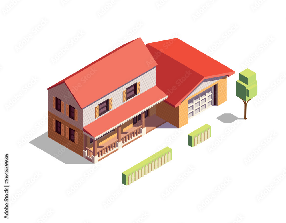 Poster Isometric Suburban Building