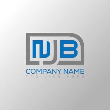 NJB Logo letter monogram with diamond shape design template.
