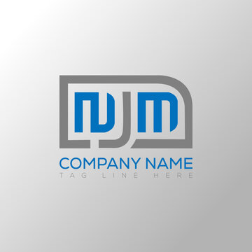 NJM Logo letter monogram with diamond shape design template.
