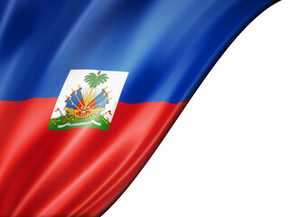 Haitian flag isolated on white banner - obrazy, fototapety, plakaty