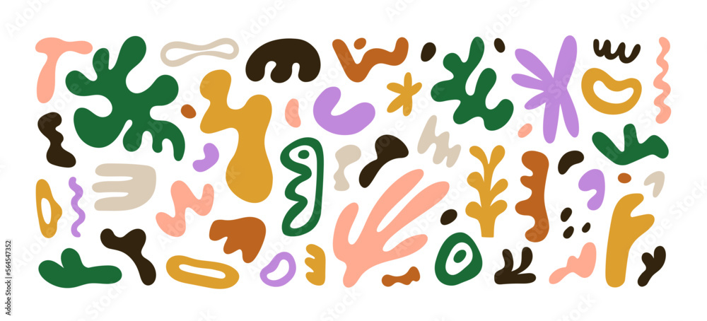 Poster modern abstract shapes set. trendy creative fluid design elements bundle. organic doodle decorations