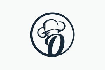 chef logo with a combination of letter o and chef hat for any business especially for restaurant, cafe, catering, etc.