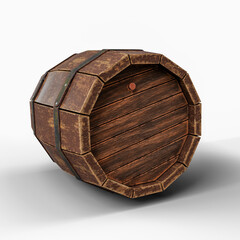Old Wooden Cask Barrel. 3D Illustration. File with Clipping Path.