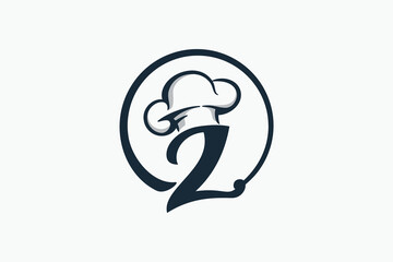 chef logo with a combination of letter z and chef hat for any business especially for restaurant, cafe, catering, etc. - obrazy, fototapety, plakaty