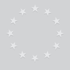 Grey stars in a circle with shadow. European Union icon