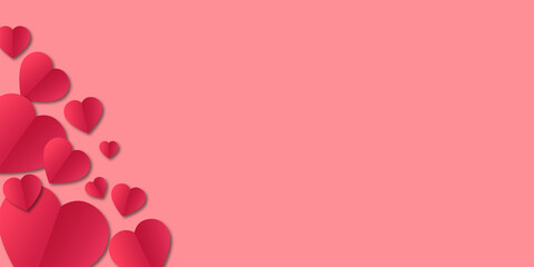 Valentine's day background. 14 February valentine paper cut heart isolated.