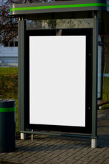 Outdoor advertising billboard at the bus stop.