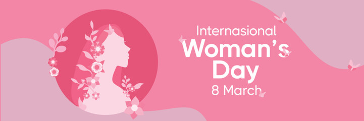 Women day background with frame flowers. 8 March invitation card. Vector illustration. Paper cut style.